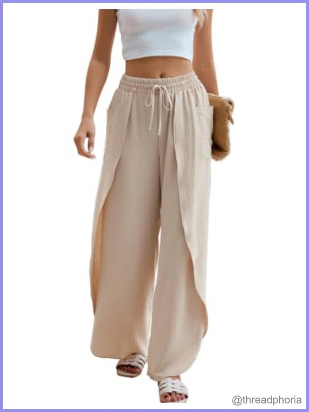 BMJL Womens Palazzo Pants Wide Leg High Waist Side Split Summer Beach